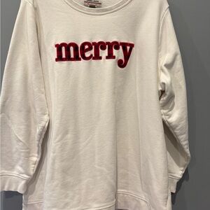 Lands' End Cream Merry Sweatshirt